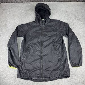 Nike Jacket Women's Large‎ Black T/F Printed Wind Runner Hooded Full Zip Active